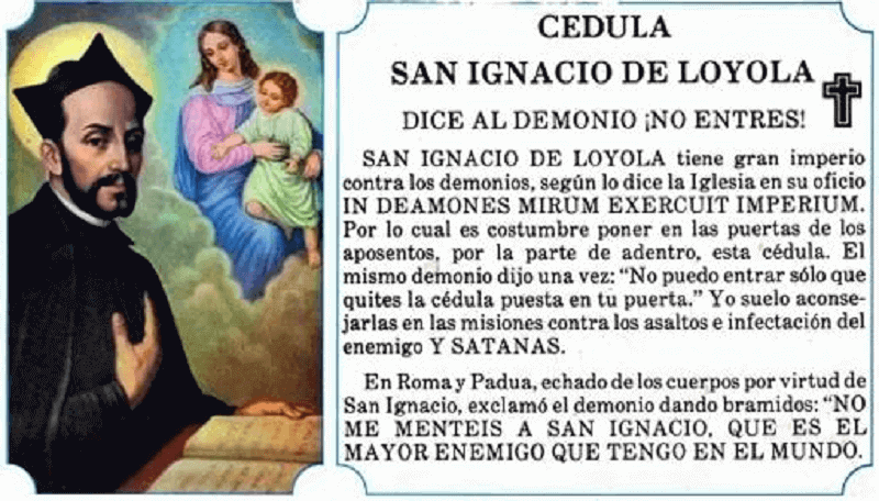 oracion de la cedula de san ignacio de loyola contra demonio